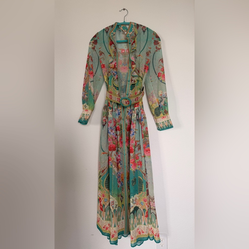 Juliette floral-print flounce-hem midi dress Miss Rosier NWT Sz M - Picture 6 of 10